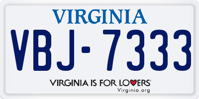 VA license plate VBJ7333