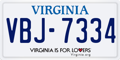 VA license plate VBJ7334