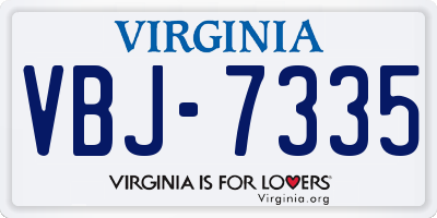 VA license plate VBJ7335
