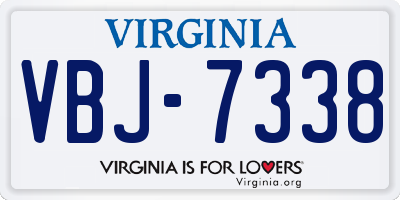 VA license plate VBJ7338