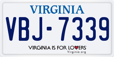 VA license plate VBJ7339
