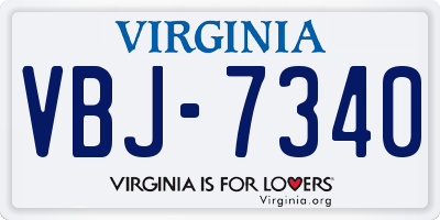 VA license plate VBJ7340