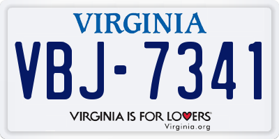 VA license plate VBJ7341