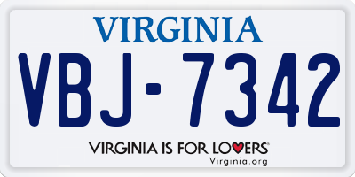 VA license plate VBJ7342