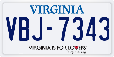 VA license plate VBJ7343