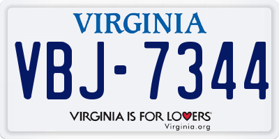 VA license plate VBJ7344