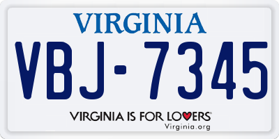 VA license plate VBJ7345