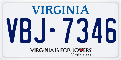 VA license plate VBJ7346