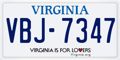 VA license plate VBJ7347