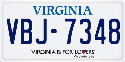 VA license plate VBJ7348