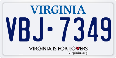 VA license plate VBJ7349