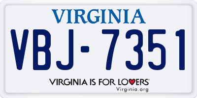VA license plate VBJ7351