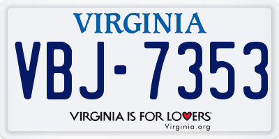 VA license plate VBJ7353