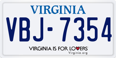 VA license plate VBJ7354