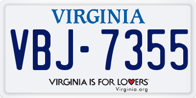 VA license plate VBJ7355