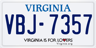 VA license plate VBJ7357