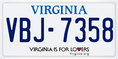 VA license plate VBJ7358