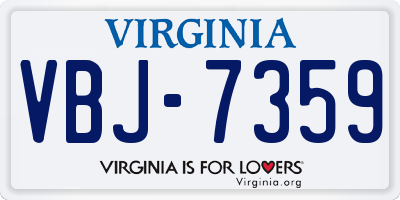 VA license plate VBJ7359