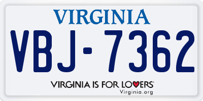 VA license plate VBJ7362