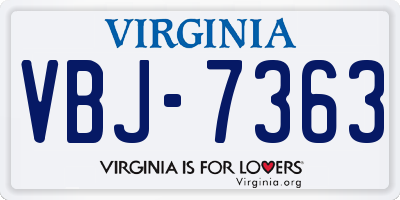 VA license plate VBJ7363