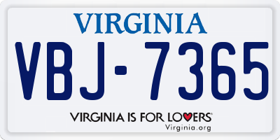 VA license plate VBJ7365