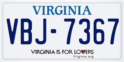 VA license plate VBJ7367