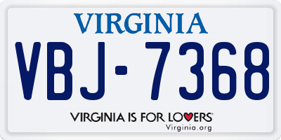 VA license plate VBJ7368