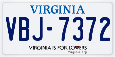 VA license plate VBJ7372