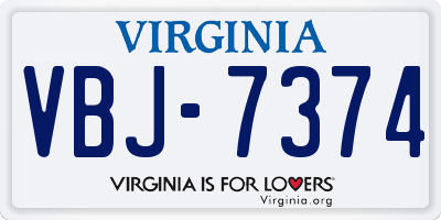 VA license plate VBJ7374