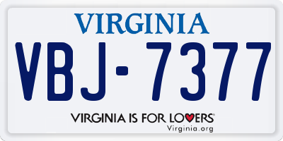 VA license plate VBJ7377