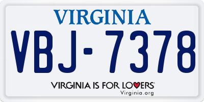 VA license plate VBJ7378