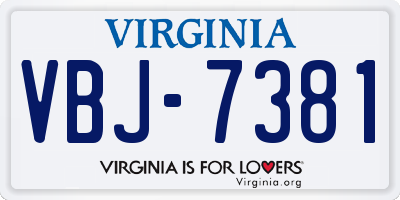 VA license plate VBJ7381