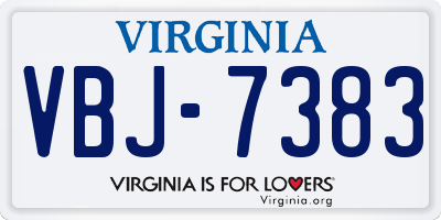 VA license plate VBJ7383