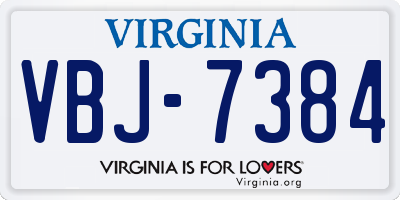VA license plate VBJ7384