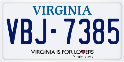 VA license plate VBJ7385