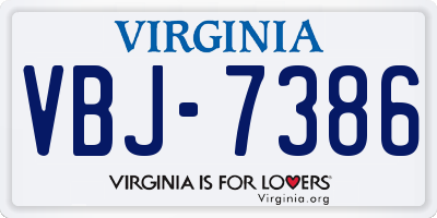 VA license plate VBJ7386