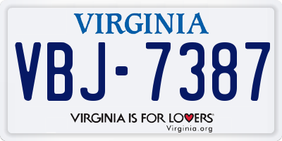 VA license plate VBJ7387