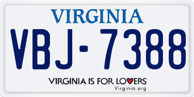 VA license plate VBJ7388