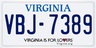 VA license plate VBJ7389