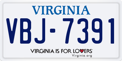 VA license plate VBJ7391