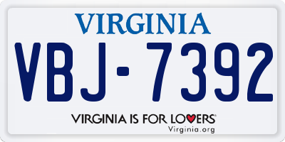 VA license plate VBJ7392