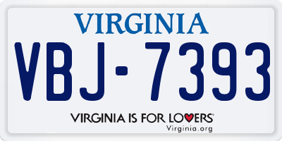 VA license plate VBJ7393