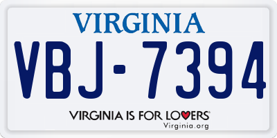 VA license plate VBJ7394