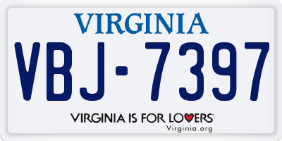 VA license plate VBJ7397