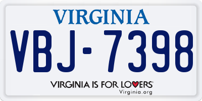 VA license plate VBJ7398