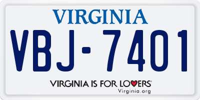 VA license plate VBJ7401