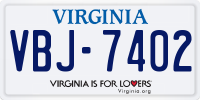 VA license plate VBJ7402