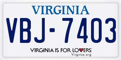 VA license plate VBJ7403
