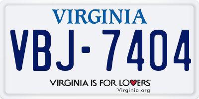 VA license plate VBJ7404