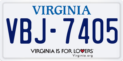 VA license plate VBJ7405